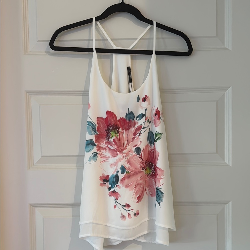 Floral White and Pink Women's Top